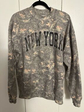 State of Mind Gray and Beige Camo New York Crewneck